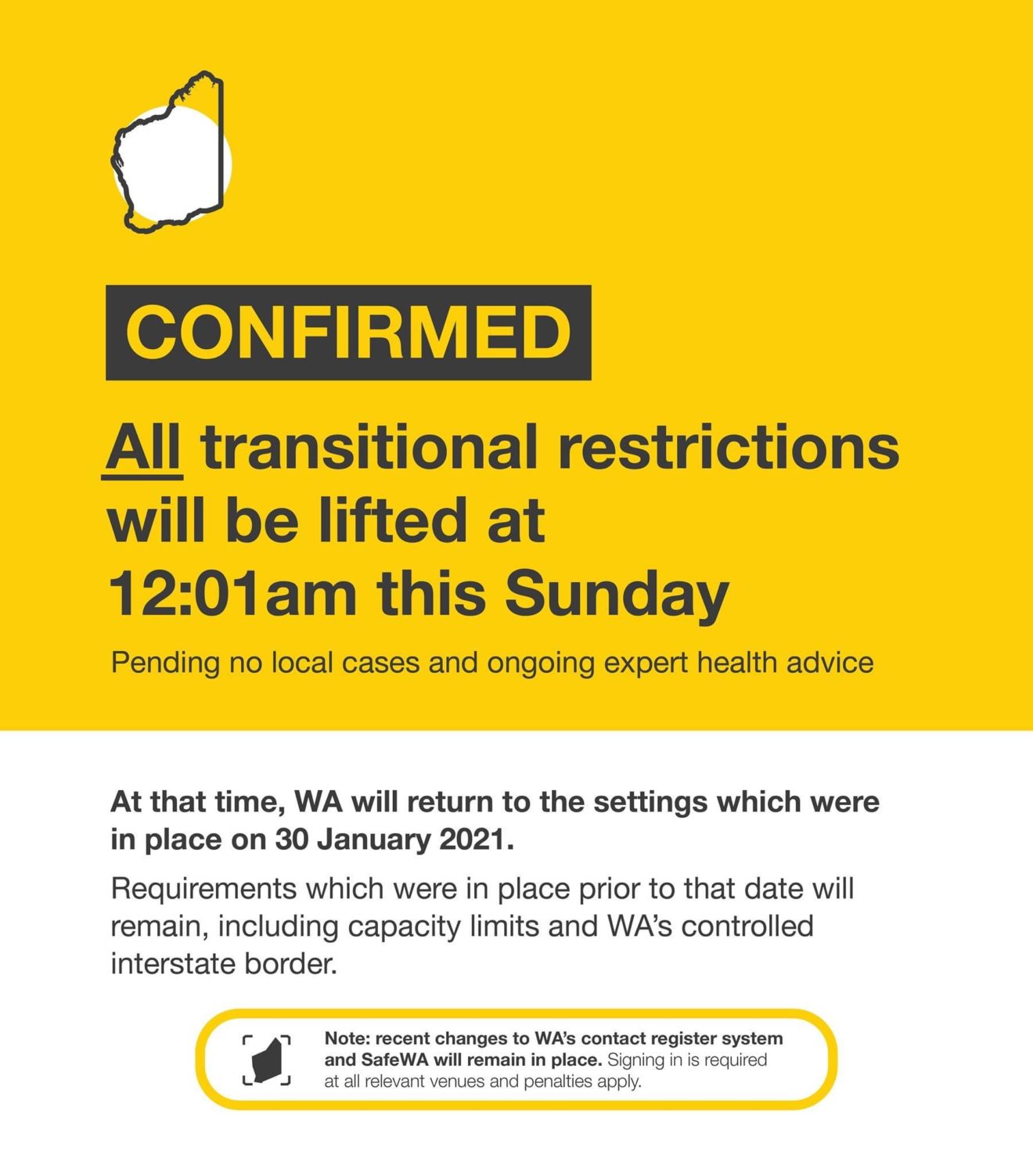 Restrictions update