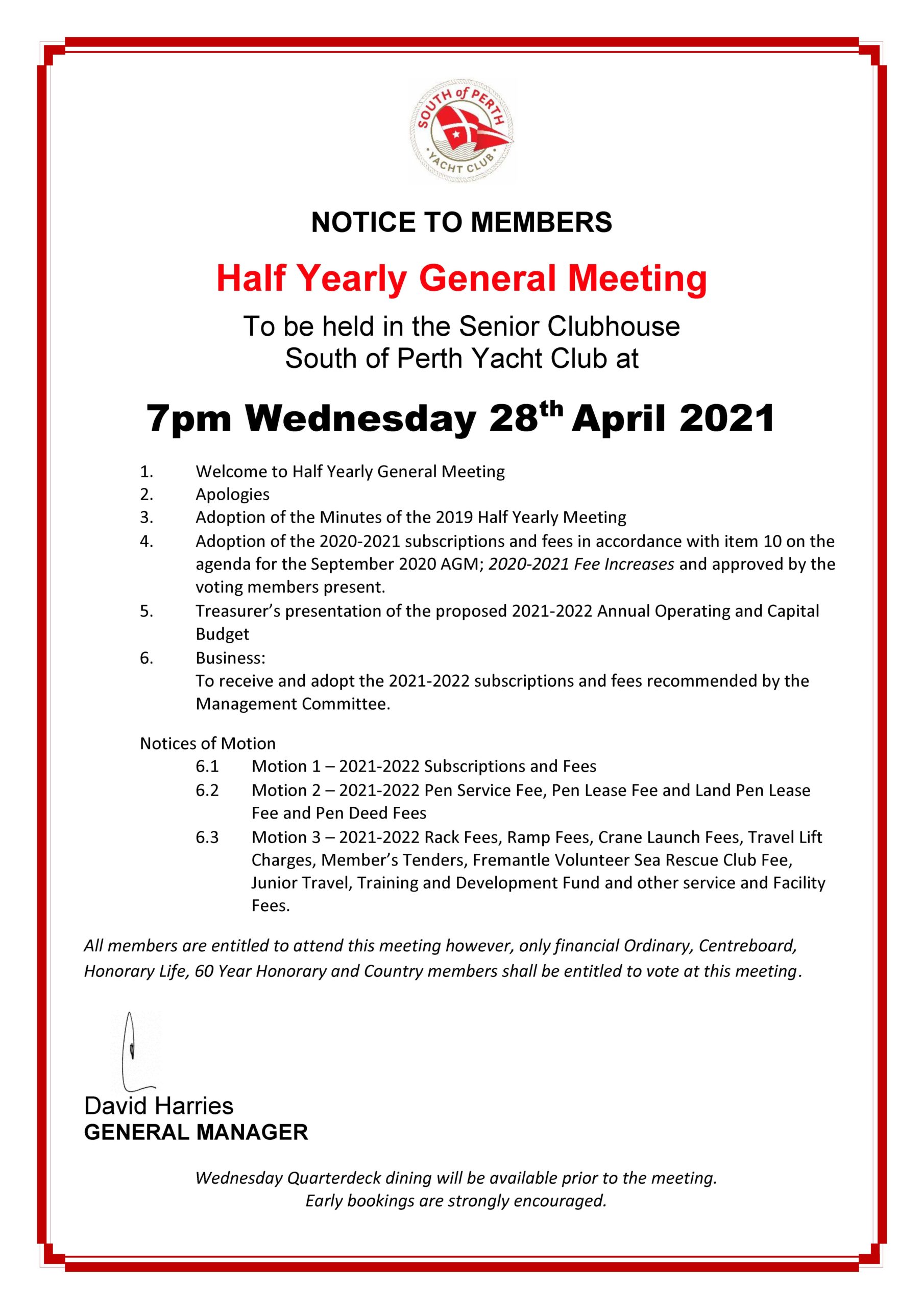 2021 Half Yearly Notice of Meeting