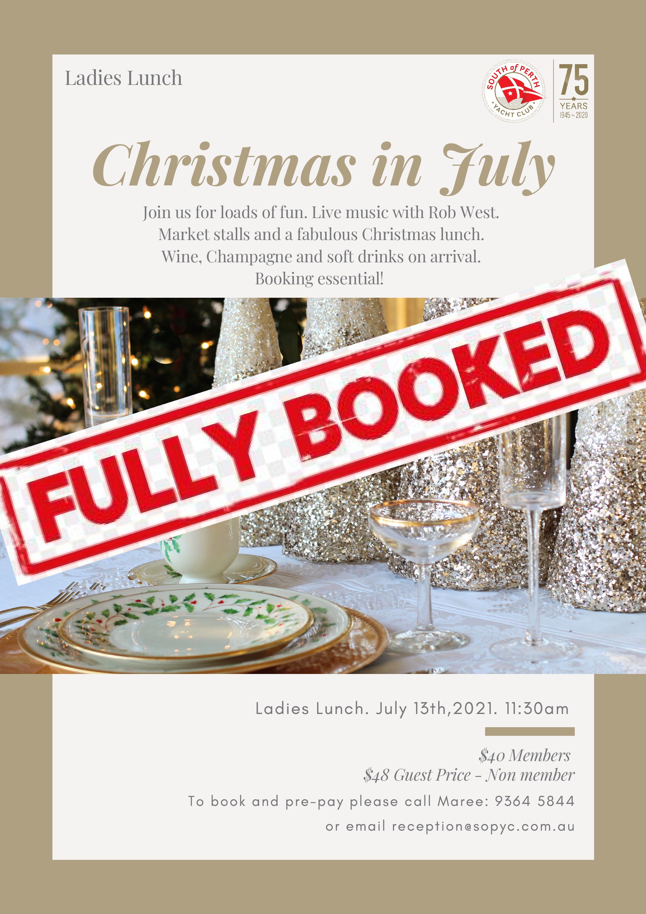 Ladies Lunch - Christmas in July FULLY BOOKED